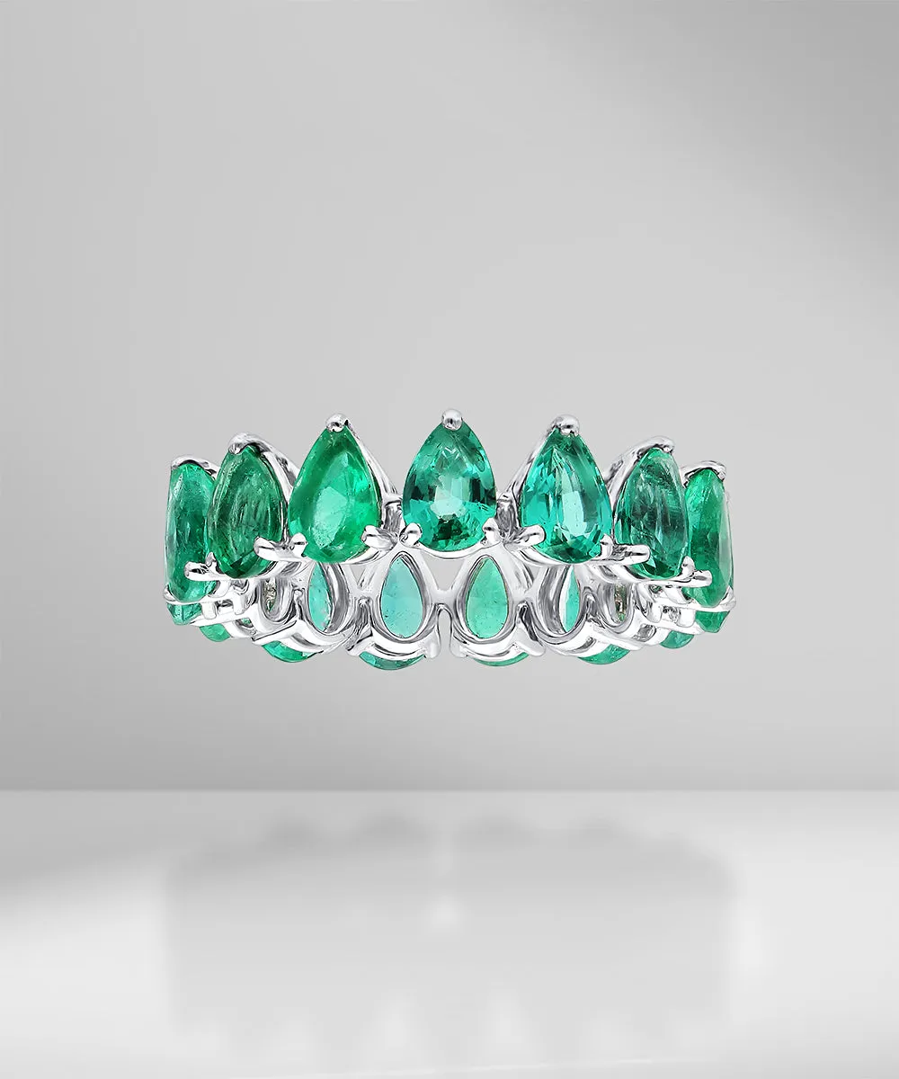 0.40ct Pear Shape Emerald Eternity Ring