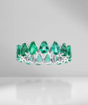 0.40ct Pear Shape Emerald Eternity Ring