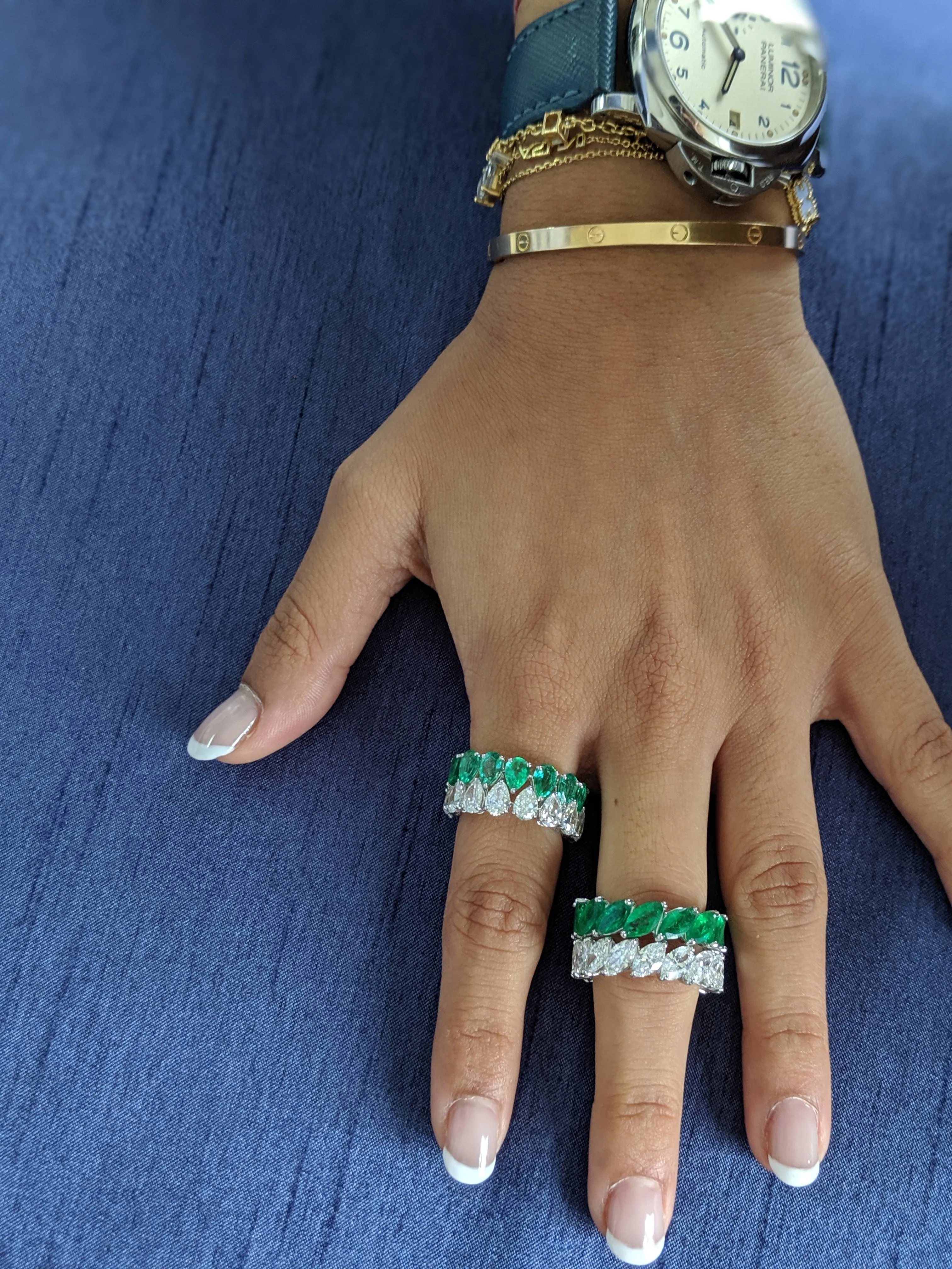 0.40ct Pear Shape Emerald Eternity Ring