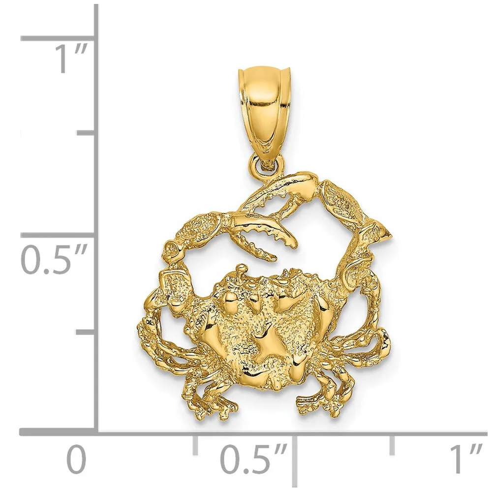 14K Textured Crab Charm