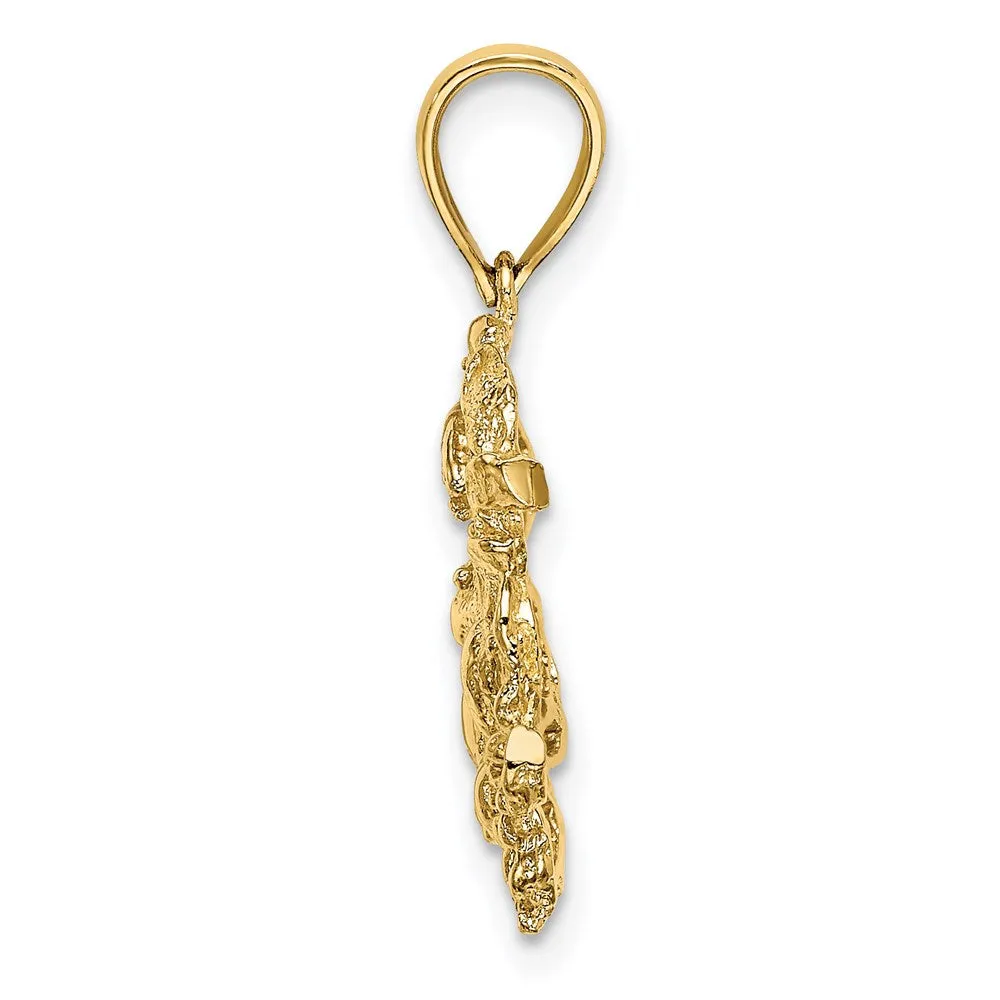 14K Textured Crab Charm