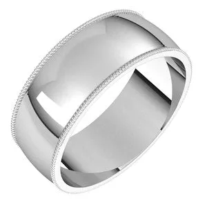 14K White 7 mm Milgrain Half Round Light Band Size 7