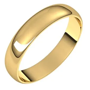 14K Yellow 4 mm Half Round Ultra-Light Band Size 4.5