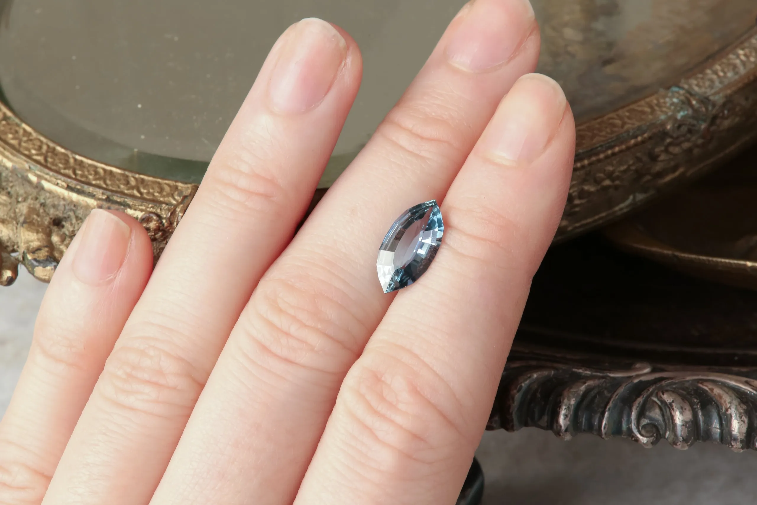 2.23 Carat Natural Steely Blue Marquise Cut Sapphire