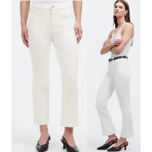 🌼3 for $100🌼 Madewell Tall Kick Out Crop Jeans White Size 32T