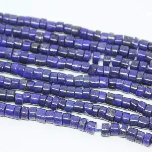 3 Strand Blue Lapis Luzuli Smooth Tyre Wheel Loose Gemstone Beads Strand 13" 5mm