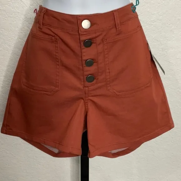 425- Violets &amp; Roses NWT Orange Button Fly Shorts, Size 6/28