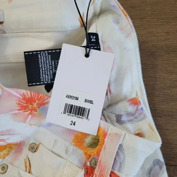 7 For All Mankind Skinny Jeans Bow Blossoms Size 24 NWT