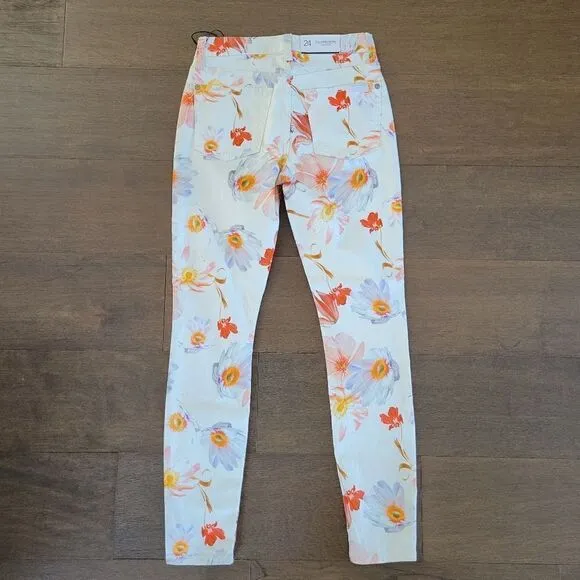 7 For All Mankind Skinny Jeans Bow Blossoms Size 24 NWT