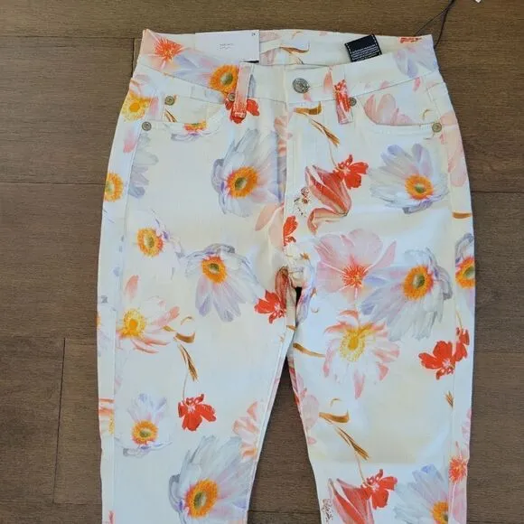 7 For All Mankind Skinny Jeans Bow Blossoms Size 24 NWT