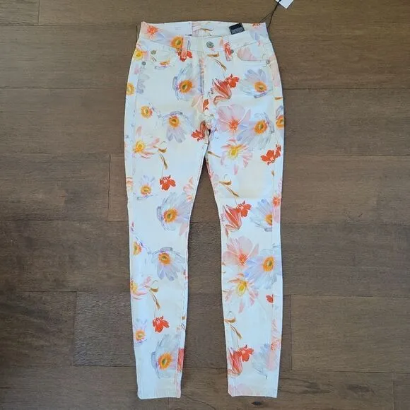 7 For All Mankind Skinny Jeans Bow Blossoms Size 24 NWT