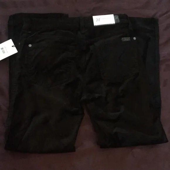 7FAM Cropped Boot Jeans in Velvety Black, NWT, 27