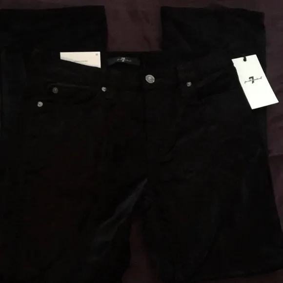 7FAM Cropped Boot Jeans in Velvety Black, NWT, 27