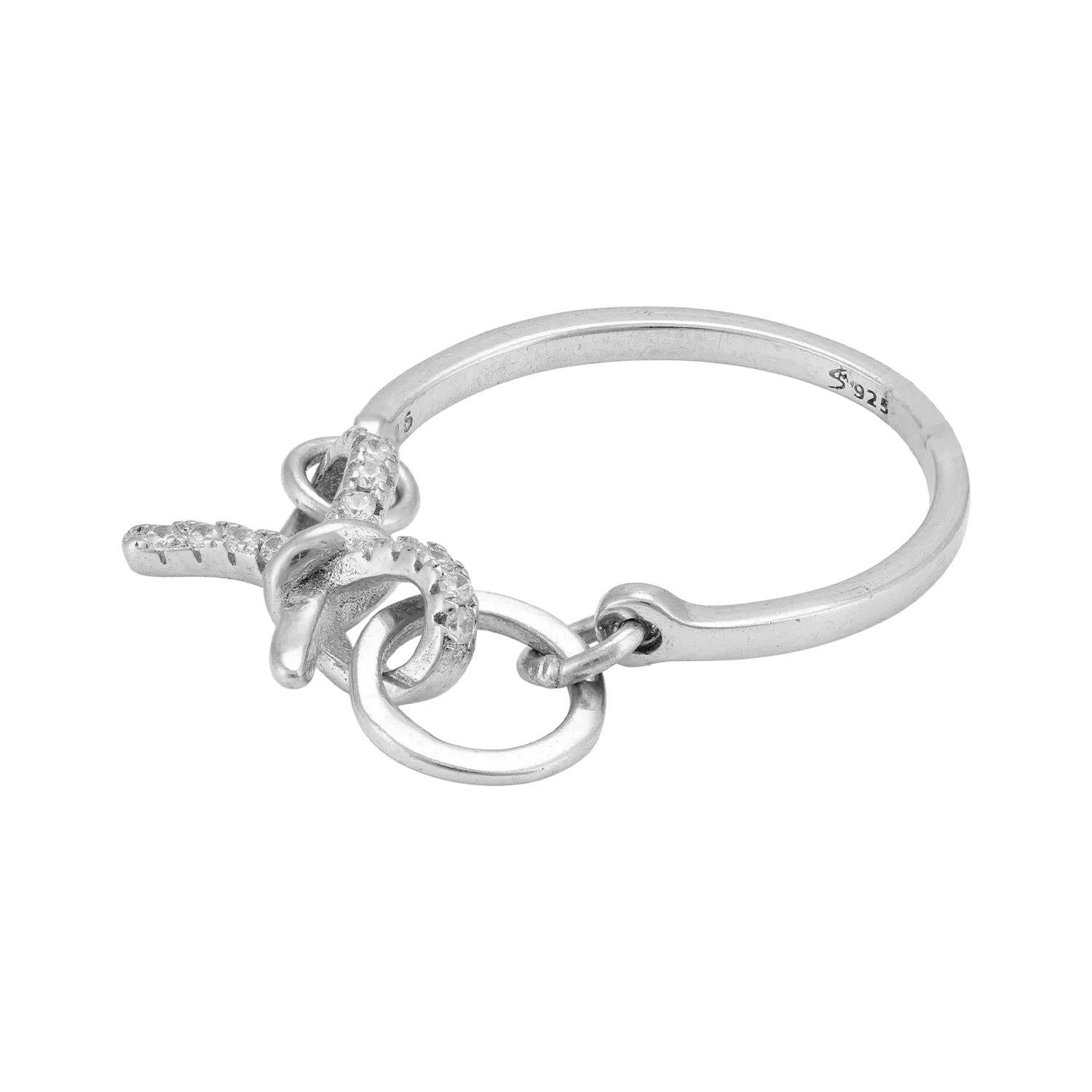 925 Sterling Silver Playful Tied Knot Chain Statement Rings For Women