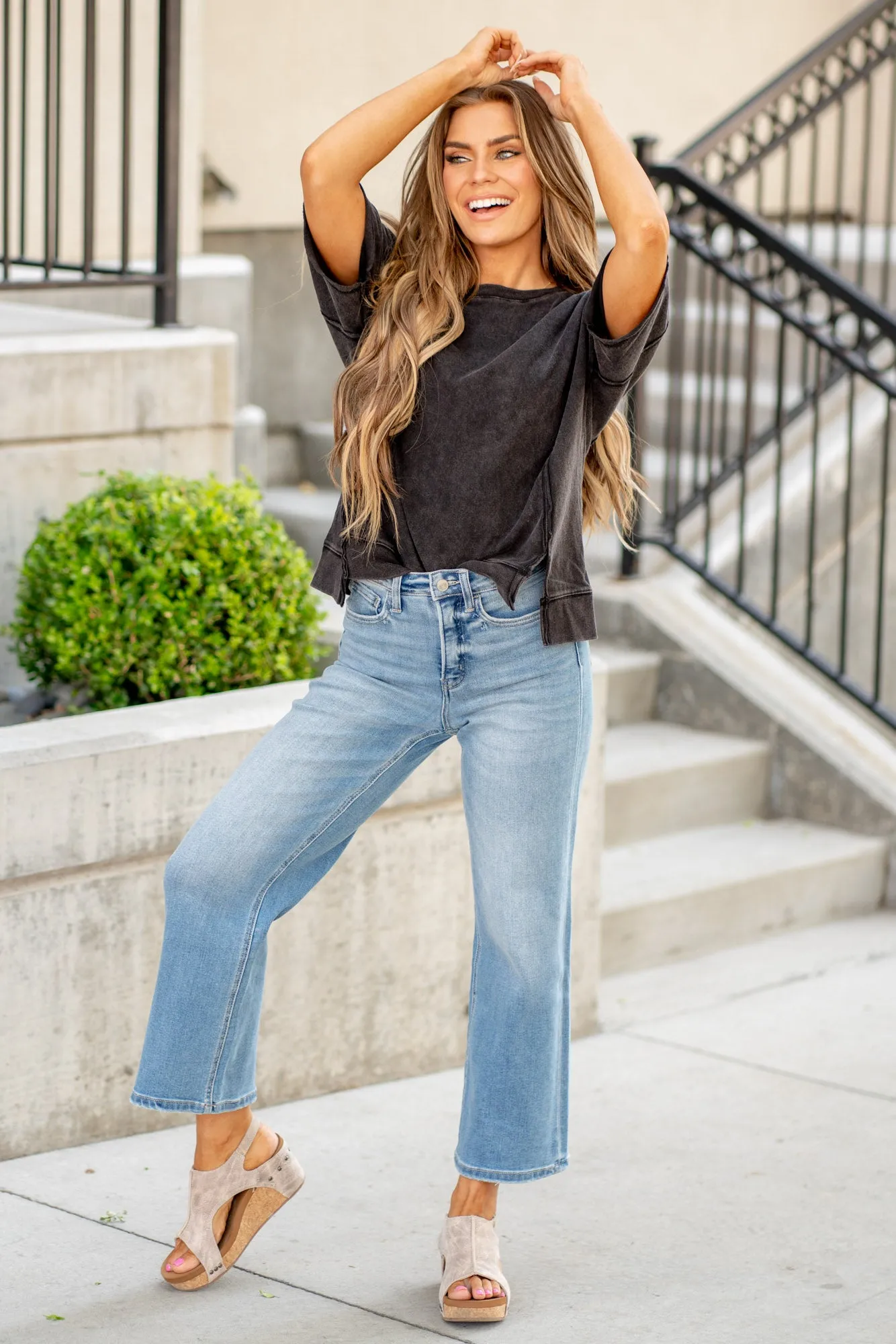 Abound Tummy Control Top High Rise Crop Wide Leg Regular & Plus Sizes