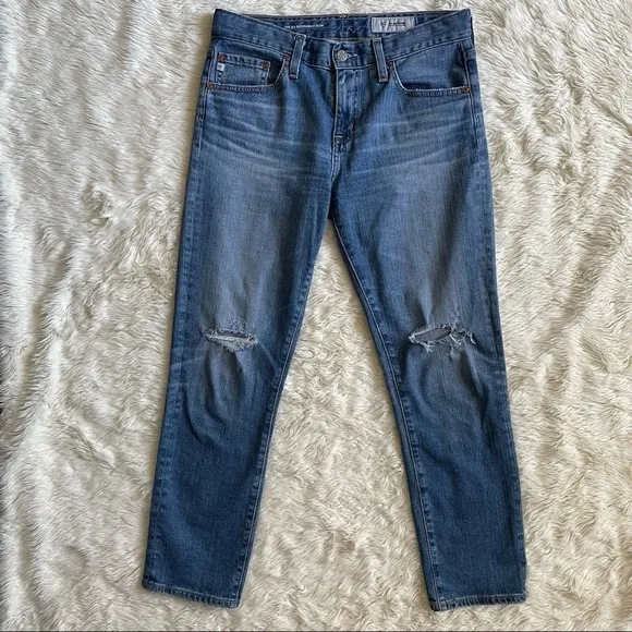 AG Adriano Goldschmied Jeans The Ex-Boyfriend Slouchy Slim Distressed Denim 26
