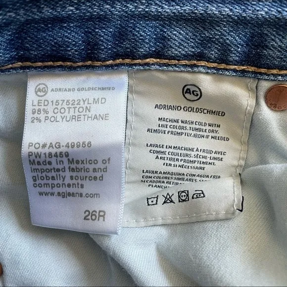 AG Adriano Goldschmied Jeans The Ex-Boyfriend Slouchy Slim Distressed Denim 26