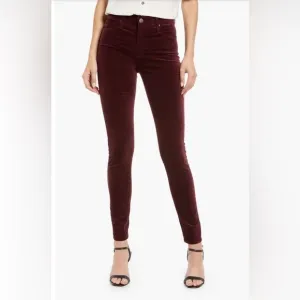 AG~ Women’s The Farrah Skinny High Waist Velvet Jeans Size 26R, Wine‎ Bloom