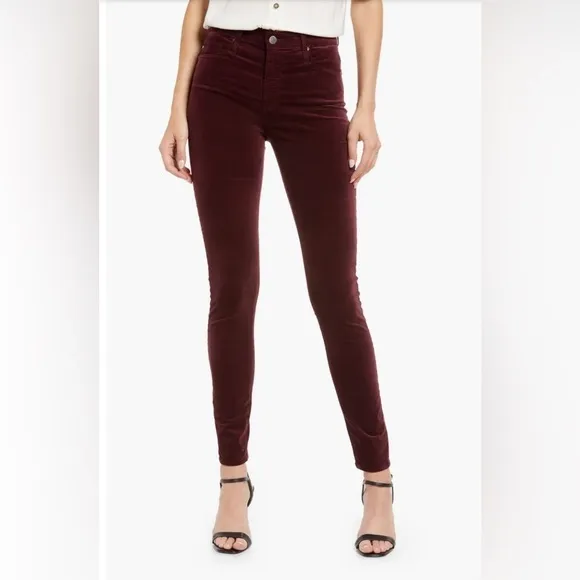 AG~ Women’s The Farrah Skinny High Waist Velvet Jeans Size 26R, Wine‎ Bloom