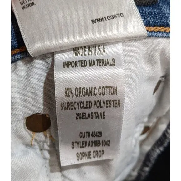 AGOLDE Amour Vert Sophie Crop Jeans Size 25