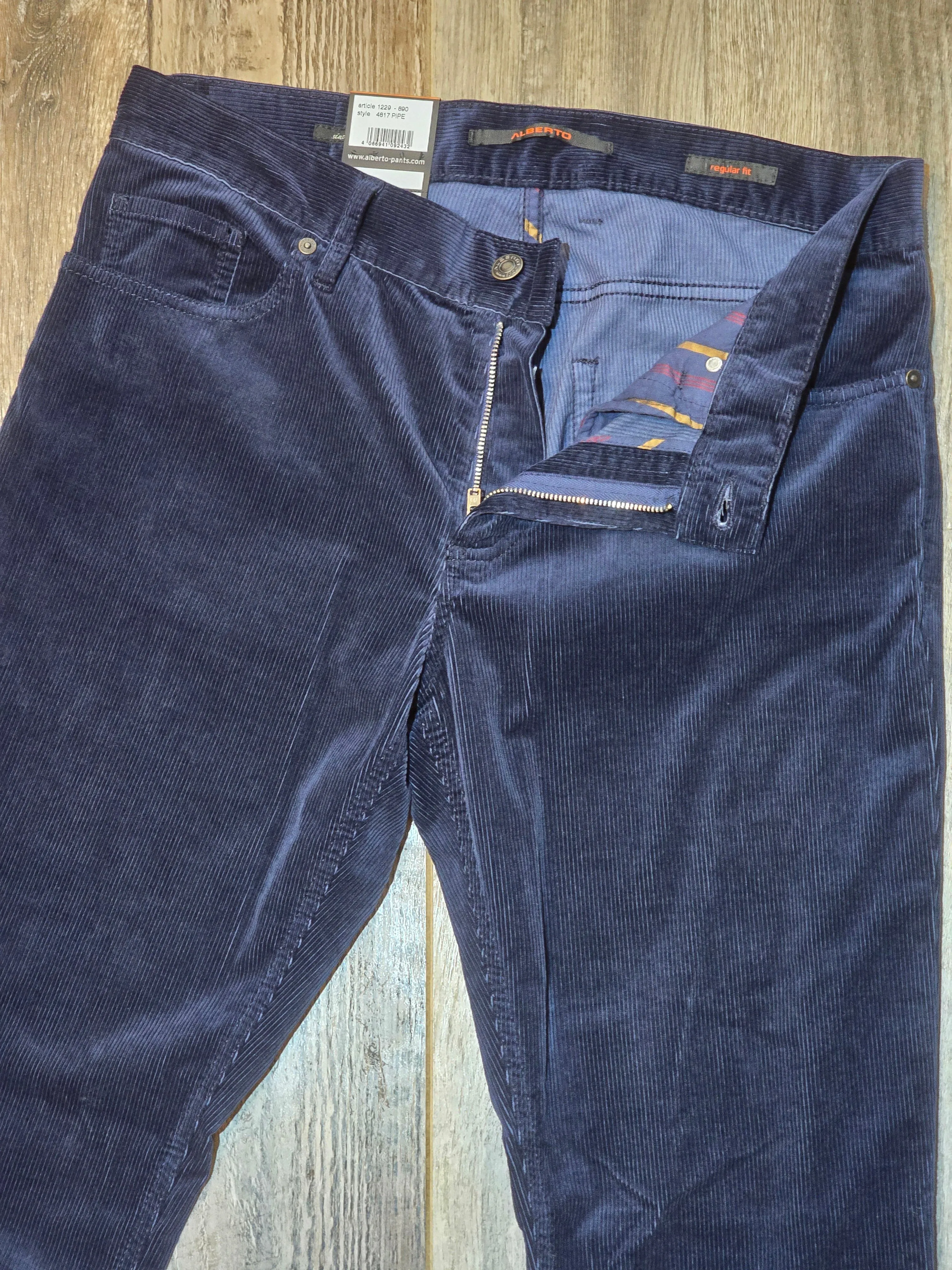 Alberto Regular Fit needle cord 5 pocket jeans