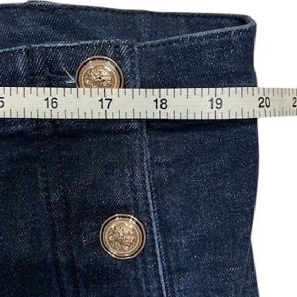 ANN TAYLOR Dark Wash Wide Leg Stretch Sailor Jeans Fisherman Patch Pockets 16