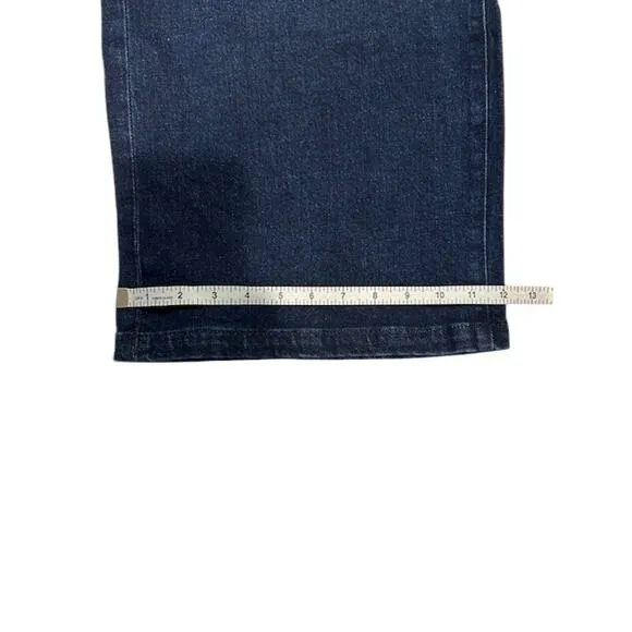 ANN TAYLOR Dark Wash Wide Leg Stretch Sailor Jeans Fisherman Patch Pockets 16