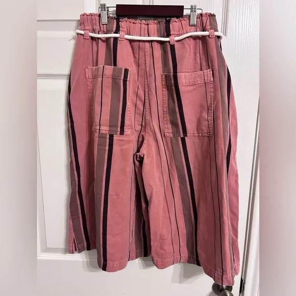 Anthropologie, NWT, Pilcro Cropped PJ Wide-Leg Jeans, Medium in Purple Motif