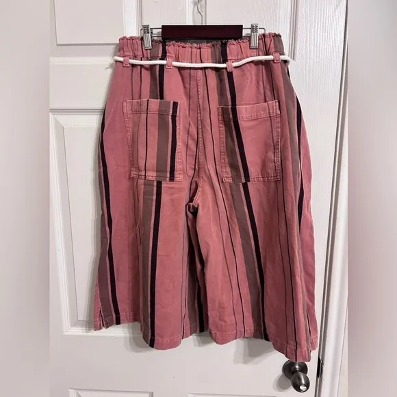 Anthropologie, NWT, Pilcro Cropped PJ Wide-Leg Jeans, Medium in Purple Motif