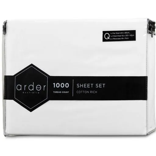 Ardor 1000TC Cotton Rich Sheet Set - 6 Colours