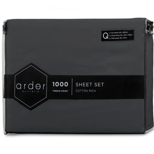 Ardor 1000TC Cotton Rich Sheet Set - 6 Colours