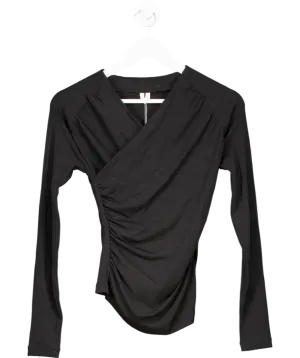 Arket Black Jersey Wrap Top UK S