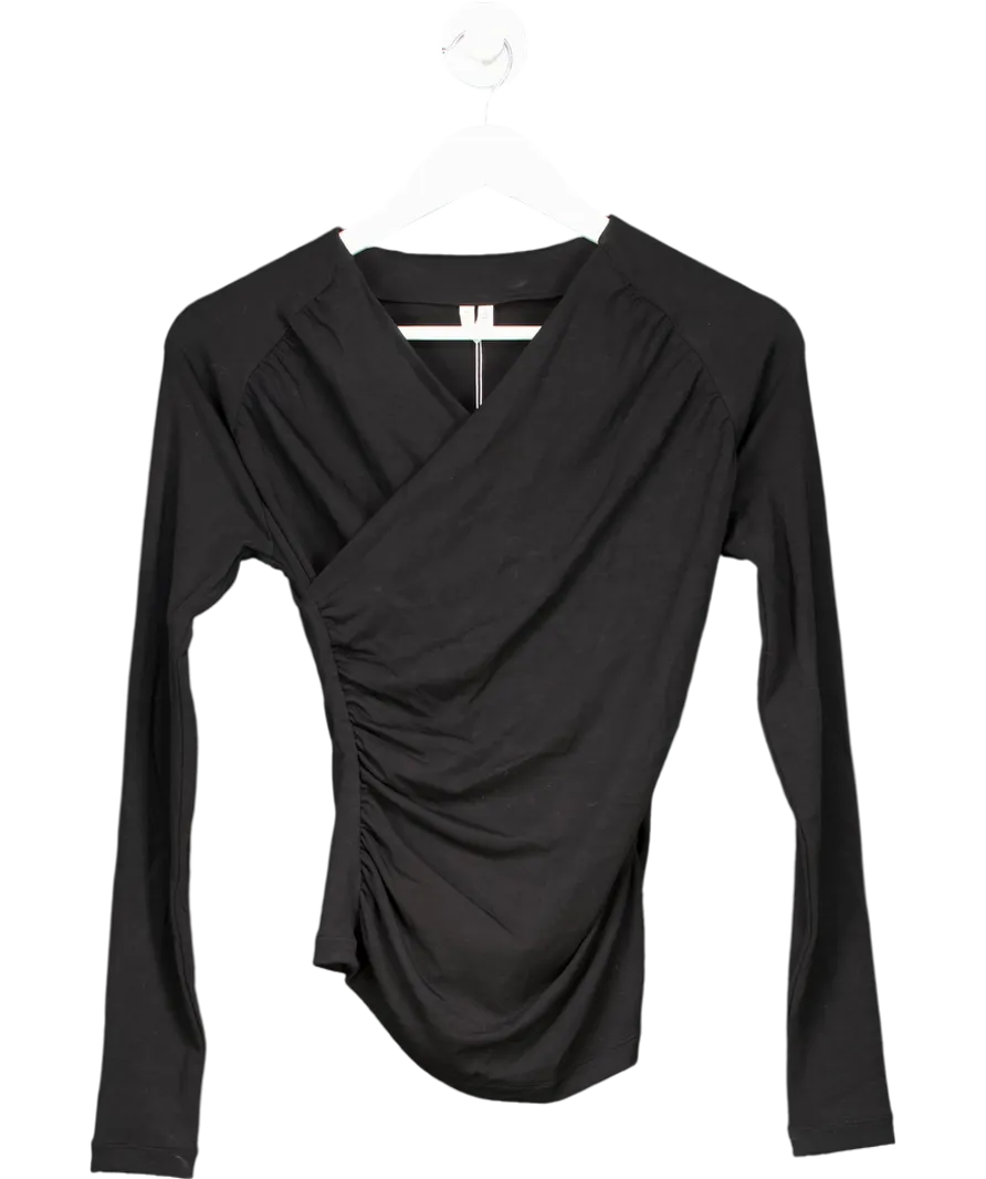 Arket Black Jersey Wrap Top UK S
