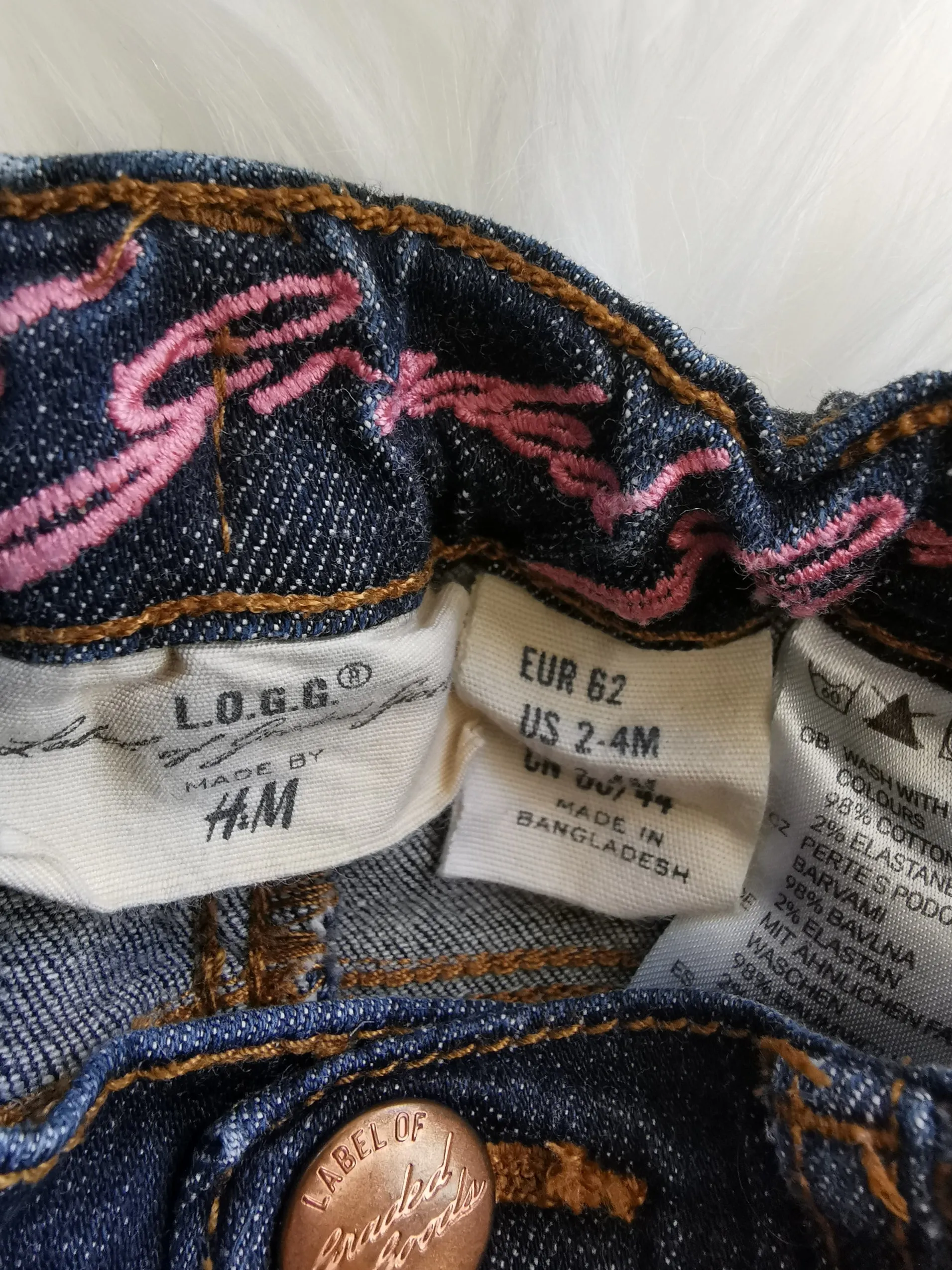 BABY GIRL SIZE 2/4 MONTHS - H&M, Darkwash Jeans EUC B46