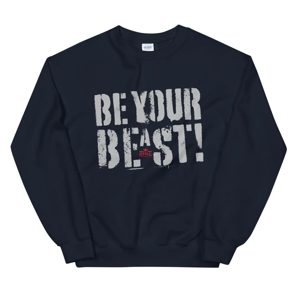 Be Your Beast men's training sweatshirt with ASC logo on back label
