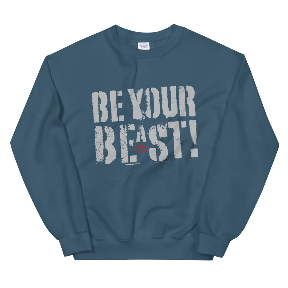 Be Your Beast men's training sweatshirt with ASC logo on back label