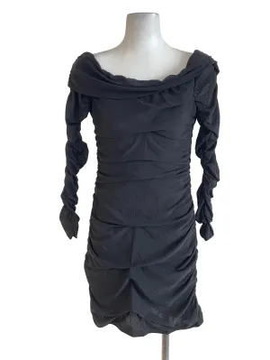 Black Ruched Fitted Dress