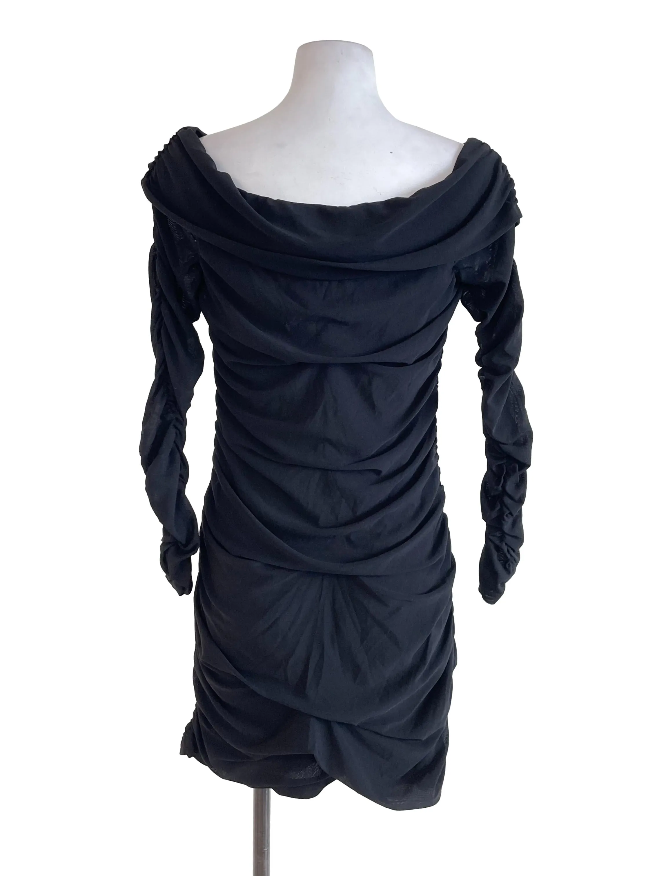Black Ruched Fitted Dress