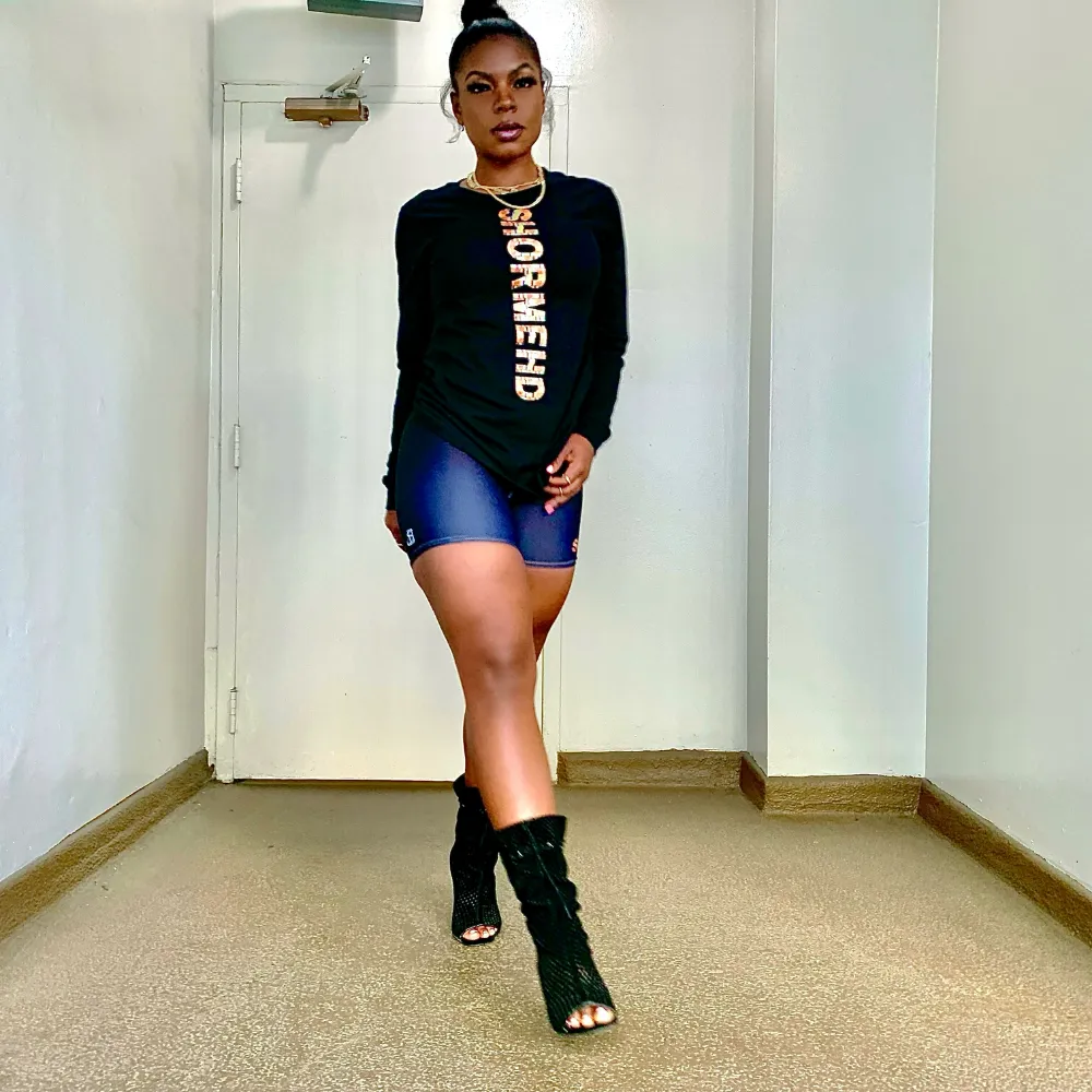Black SHORMEHD Kente Biker Shorts
