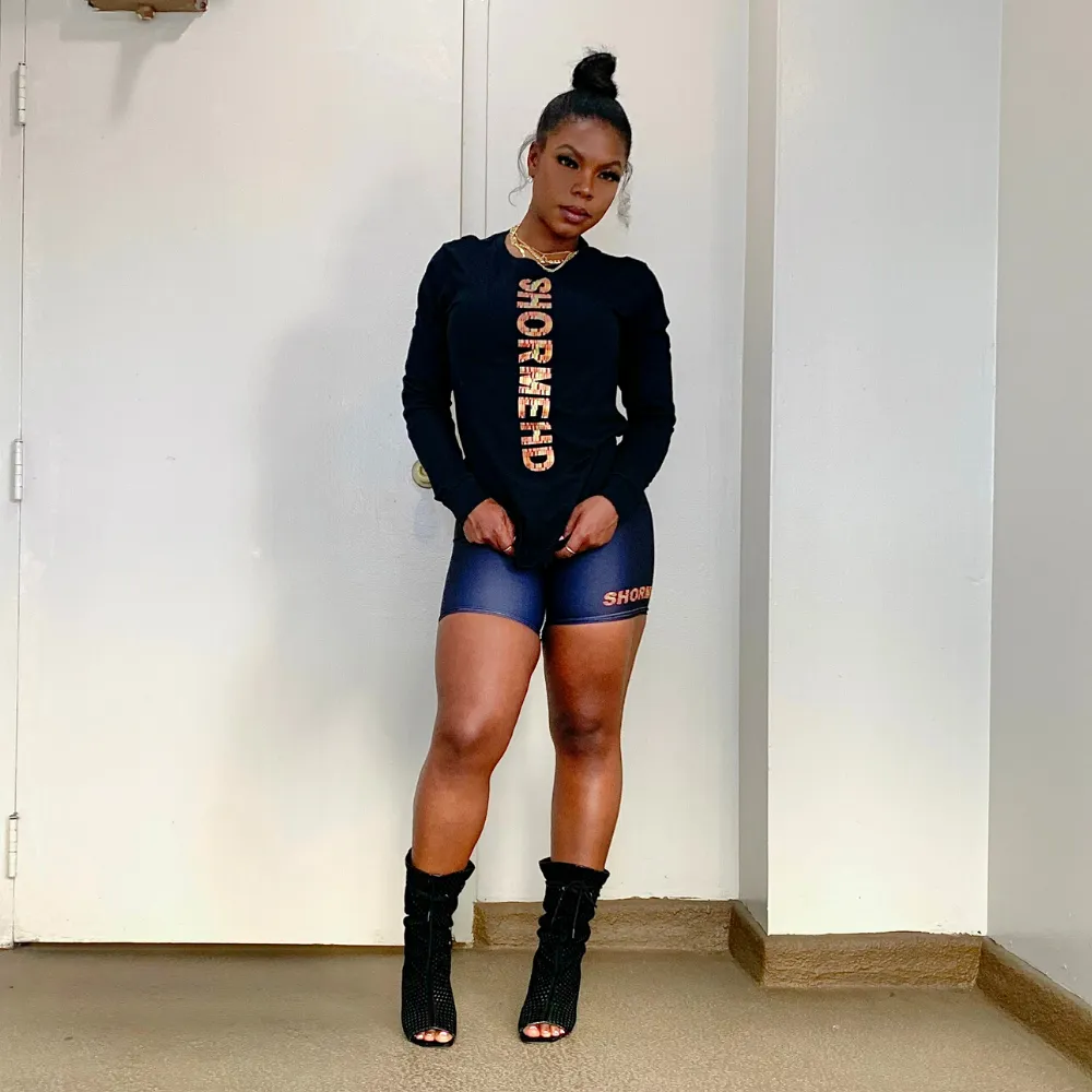 Black SHORMEHD Kente Biker Shorts