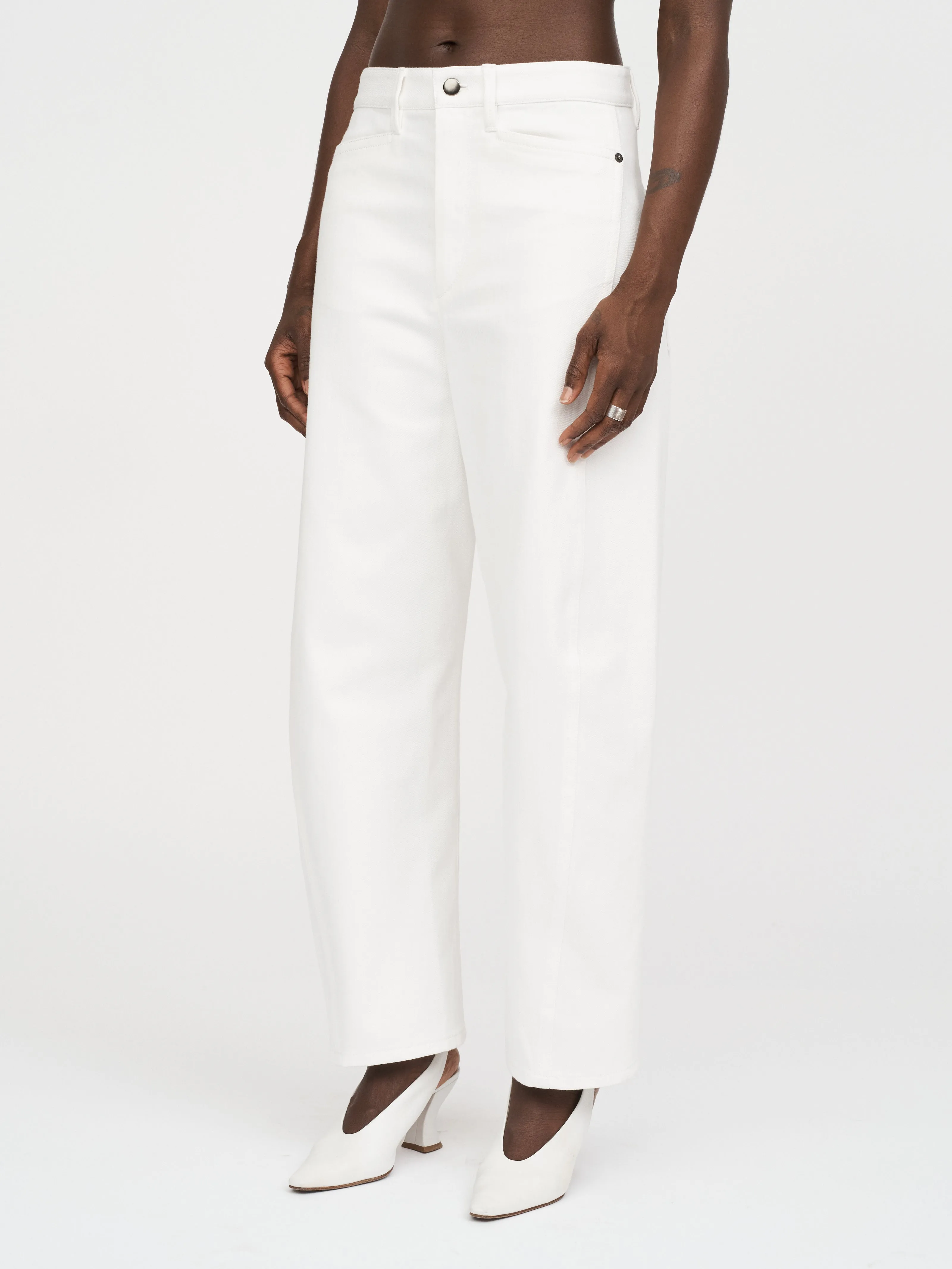 Bow Leg Crop Jean in Snow White
