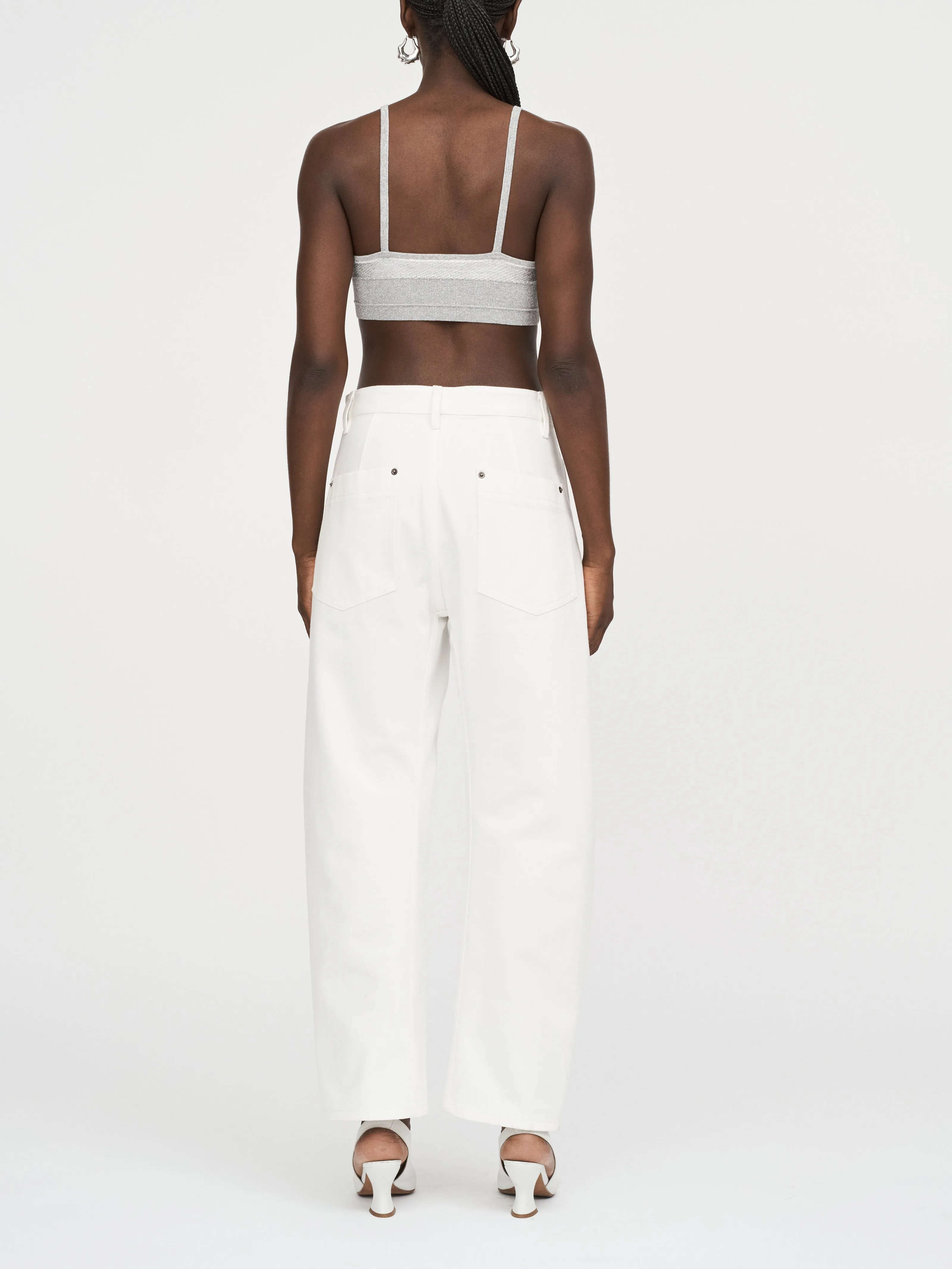 Bow Leg Crop Jean in Snow White