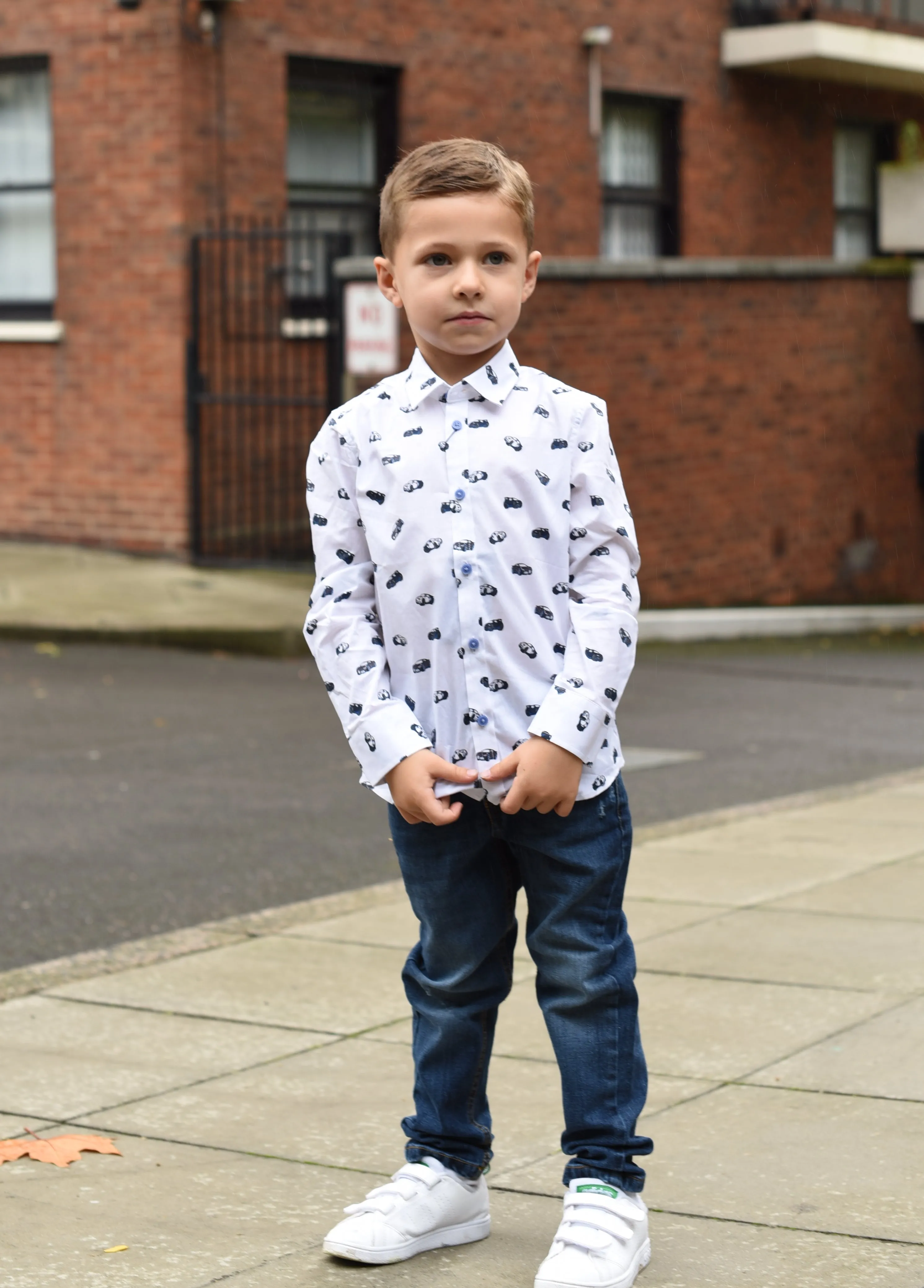 Boys Smart White Cotton Long Sleeved Shirt