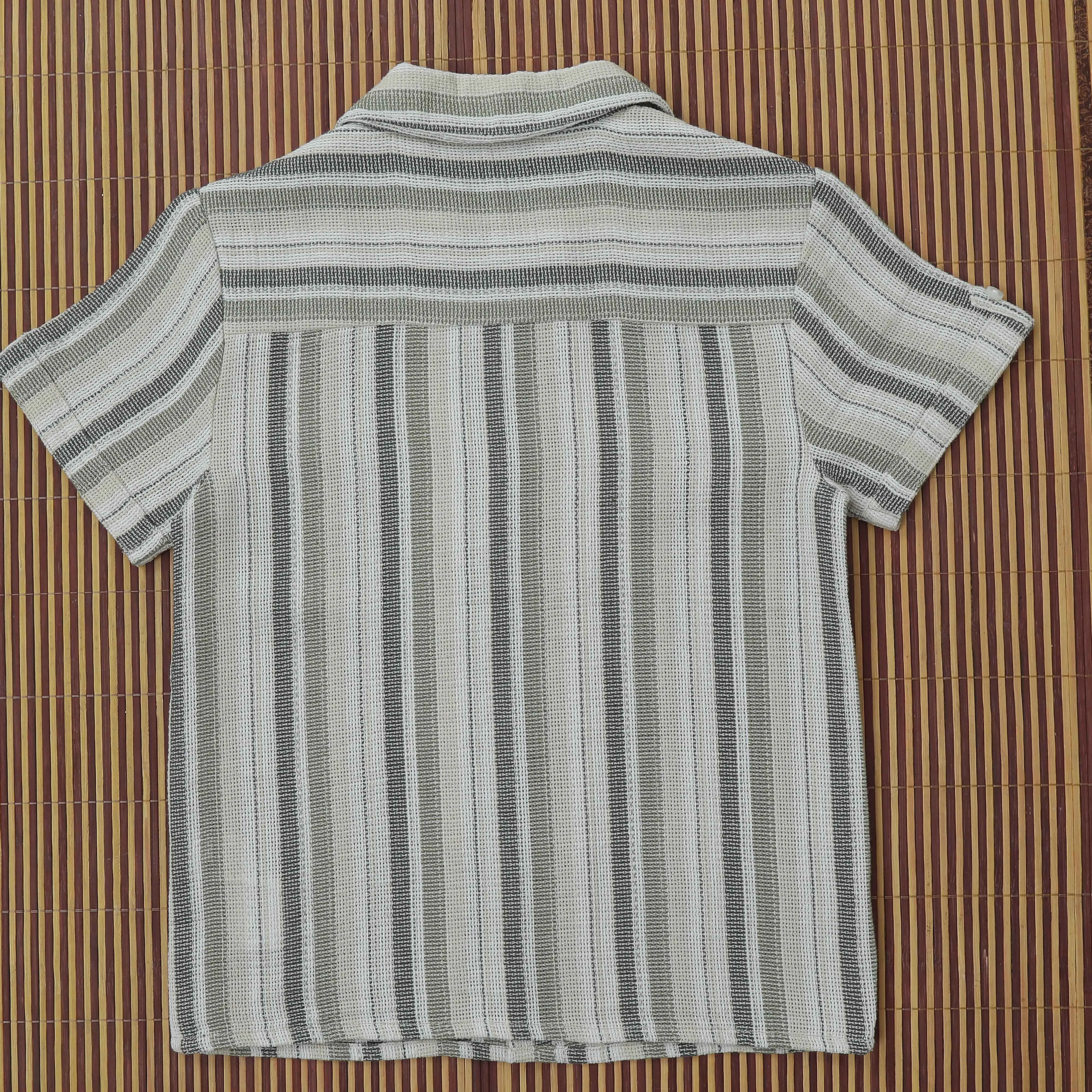 Boys Textured Shirt & Short Co-Ord Set Olive Green
