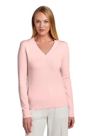 Brooks Brothers Women's Cotton Stretch V-Neck Sweater BB18401 Pearl Pink
