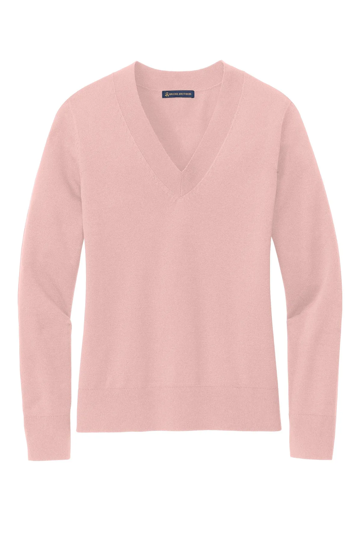 Brooks Brothers Women's Cotton Stretch V-Neck Sweater BB18401 Pearl Pink