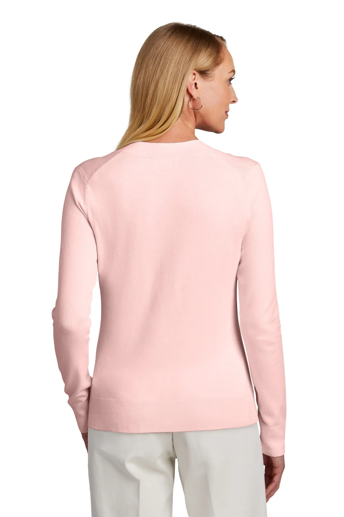 Brooks Brothers Women's Cotton Stretch V-Neck Sweater BB18401 Pearl Pink