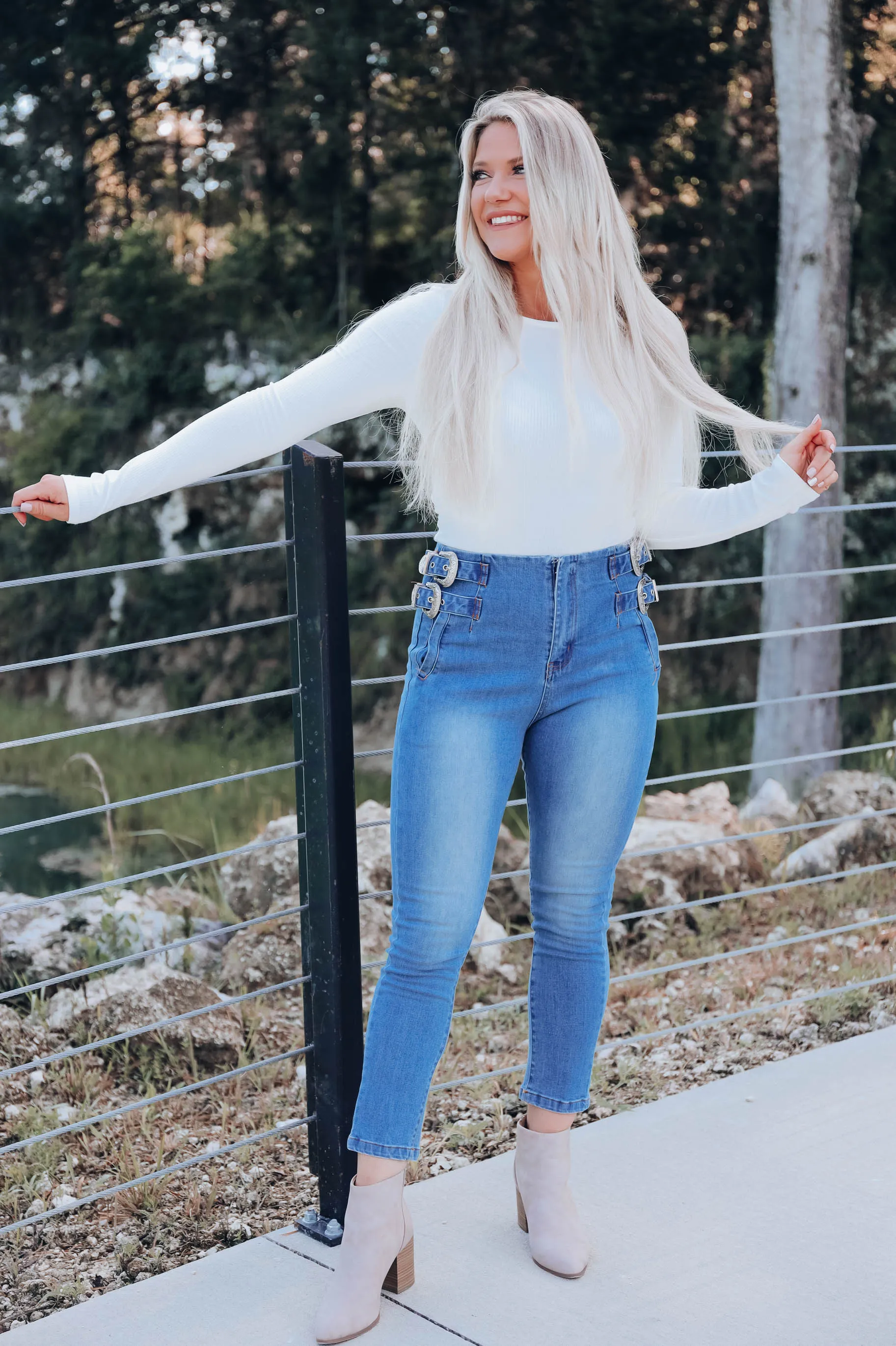 Buckle Up Jeans - Medium Wash