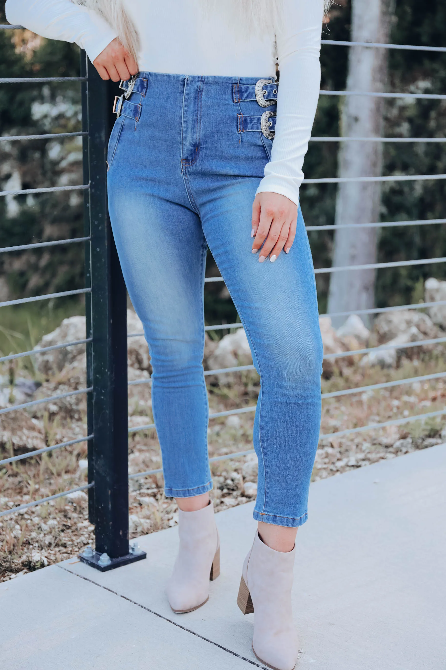 Buckle Up Jeans - Medium Wash