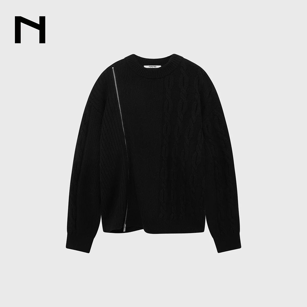Cable-Knit Zipper Sweater